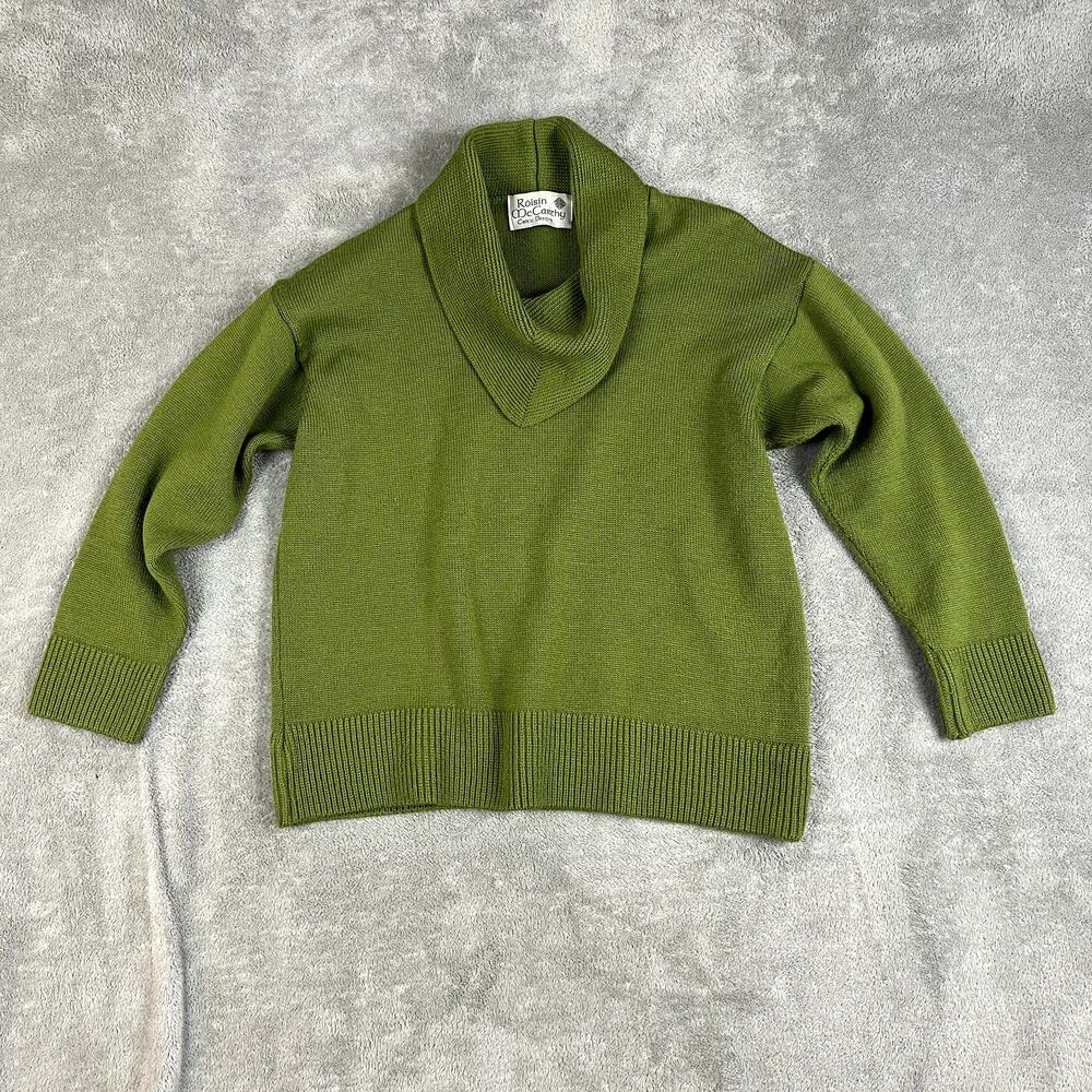 Roisin‎ Mccarthy Irish Merino Wool Sweater Womens M Green Celtic Turtleneck
